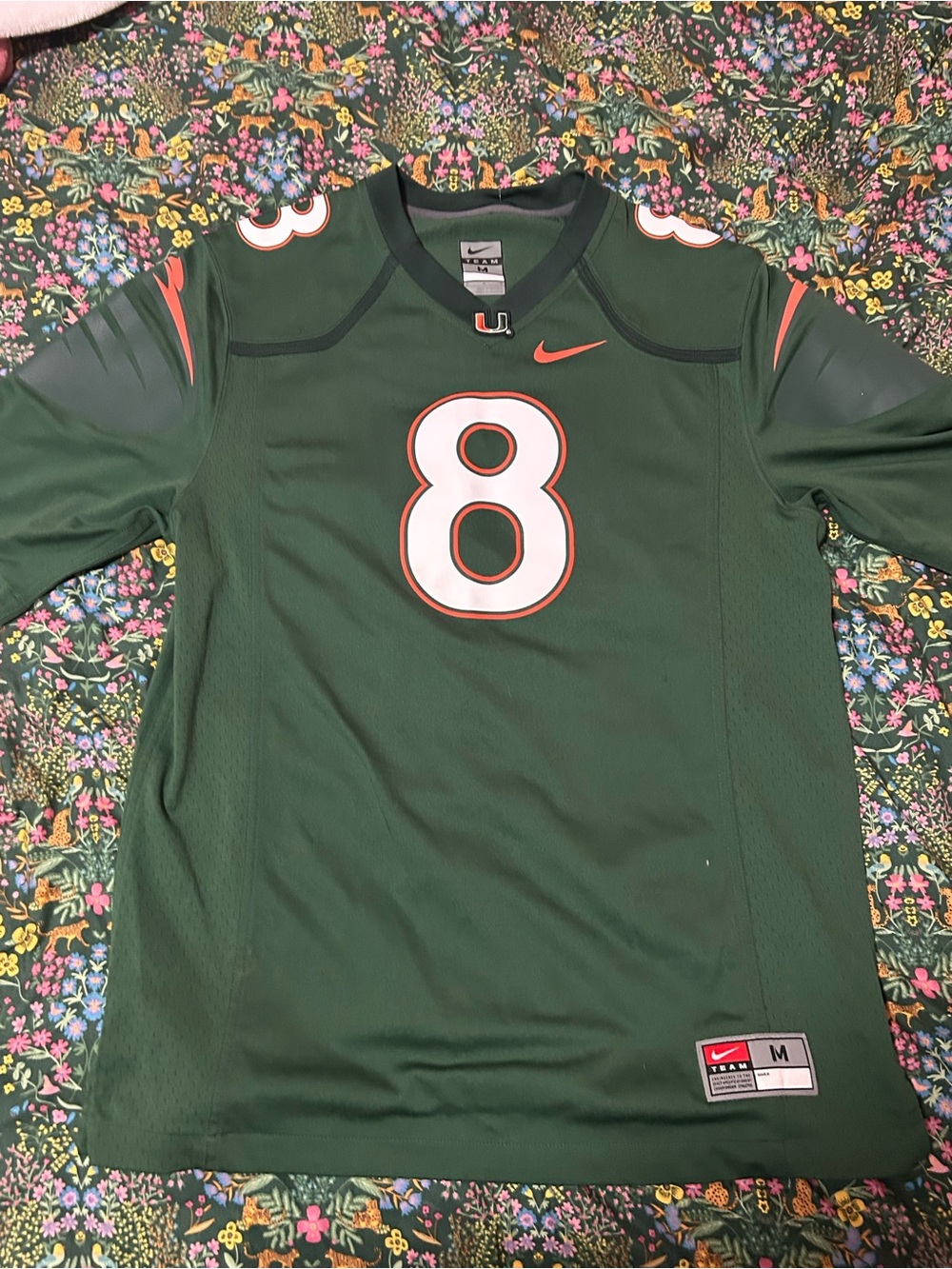 Nike Miami Hurricanes Jersey Mens Medium #8 Green NCAA Football